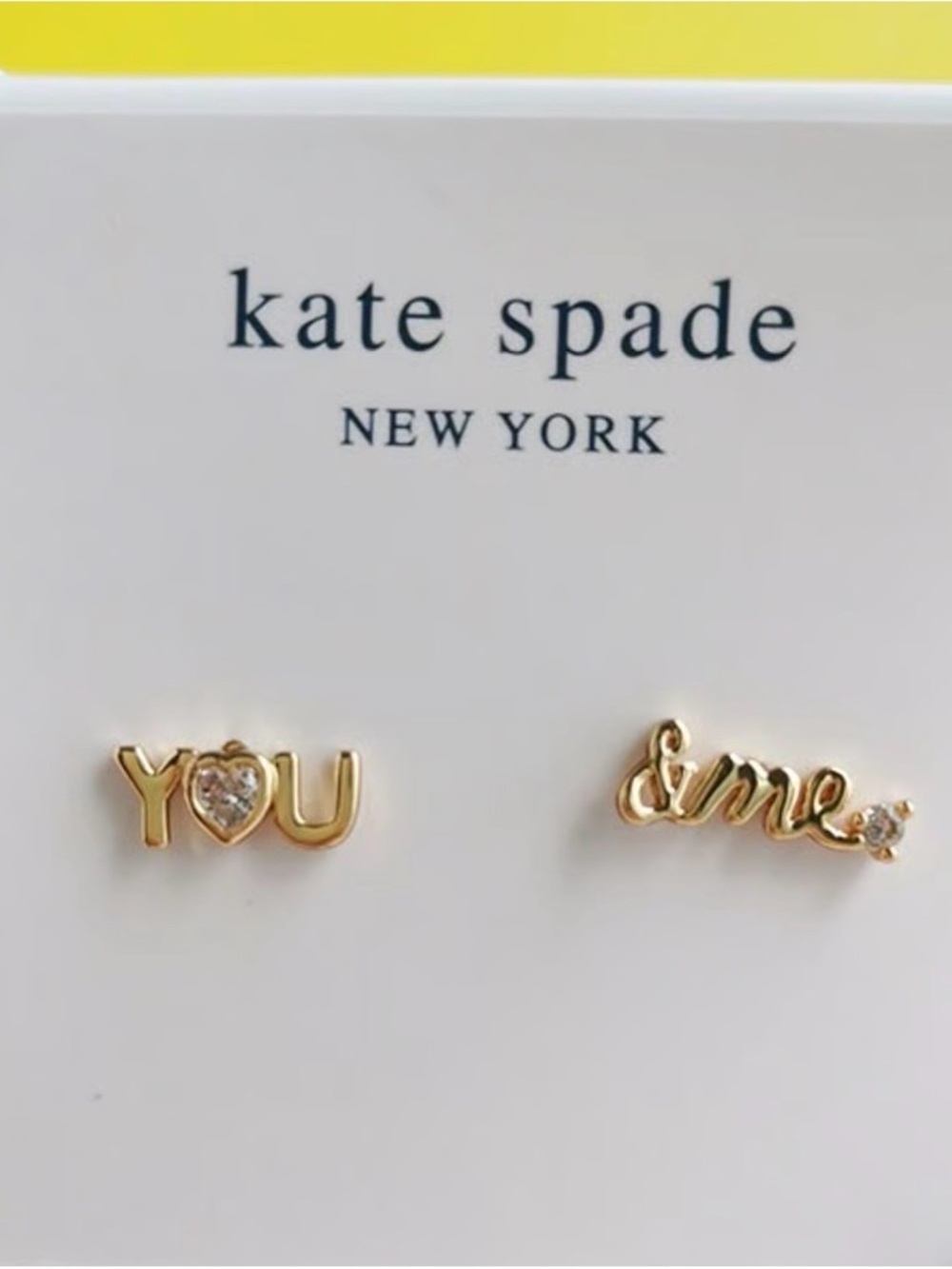 kate spade gold-tone 'YOU' and '& me' Script Stud Earrings